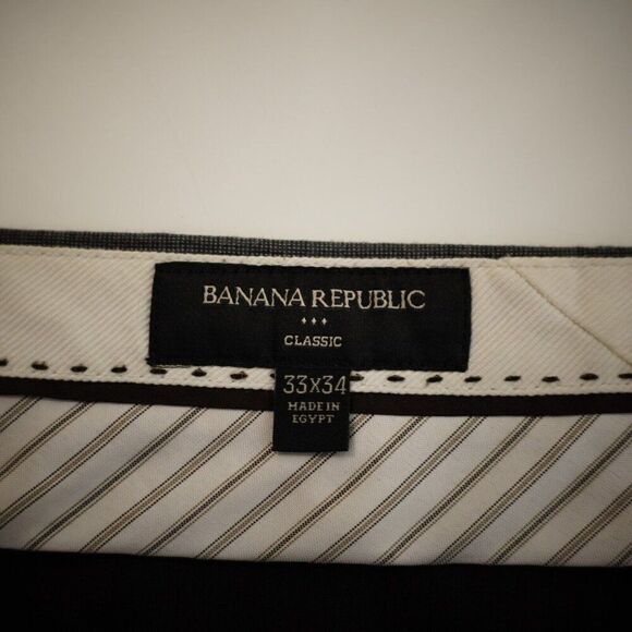 Banana Republic Gray Birdseye Polyester Flat Front Mid Rise Dress Pants 33/33 - Picture 5 of 7